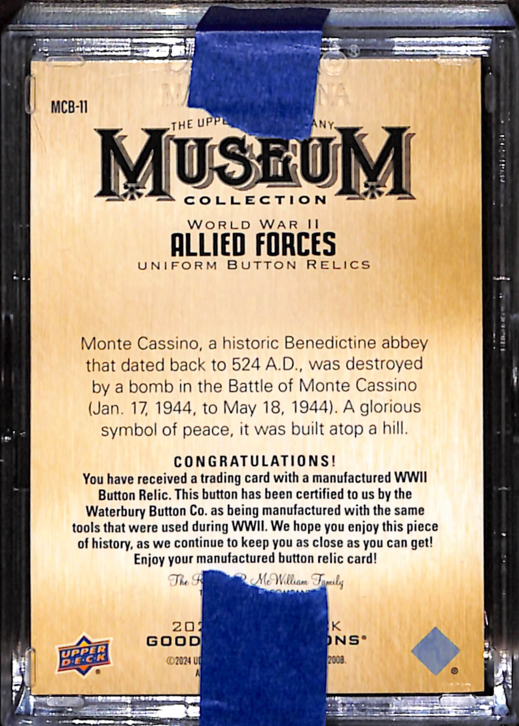 2024 Upper Deck Museum Collection Allied Forces Uniform Button Relic #MCB-11
