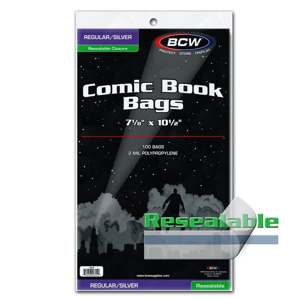 PREORDER BCW - Comic Bags - Resealable Silver/Regular Bags - 7 1/8 X 10 1/2