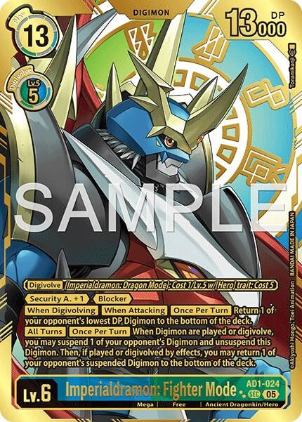 Imperialdramon: Fighter Mode - AD1-024 (Rare Pull) (AD1-024 SEC) (Foil) [Advanced Booster Digimon Generation]