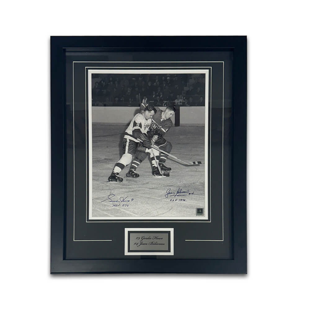 Cadre photo de Hockey Autographié - Gordie Howe & Jean Beliveau (18 x 22)