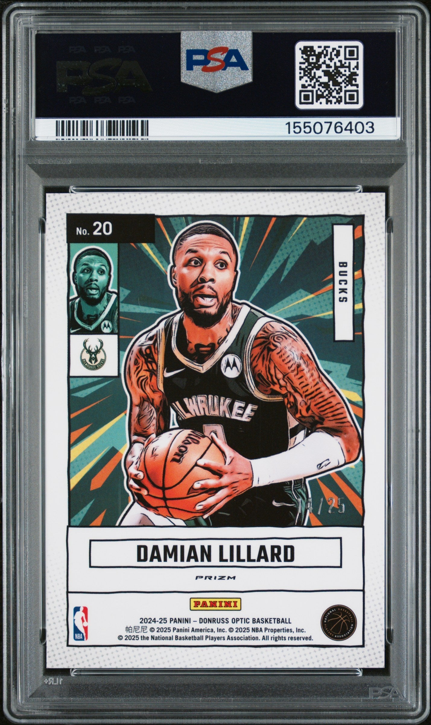 2024 Panini Donruss Optic - Damian Lillard - Net Marvels Green International Limited to /25 #20 - PSA Graded Card