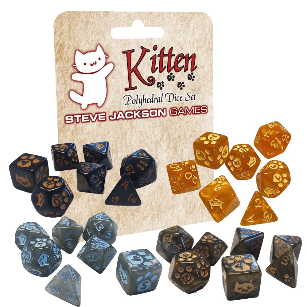 PREORDER Kitten Polyhedral Dice Set Brown